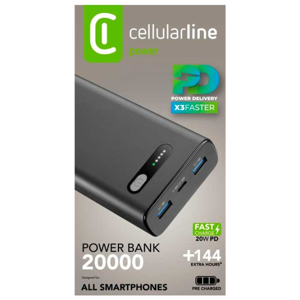 Power Bank Cellularline PBFAST01PD20000K 20000 mAh / 20 W / Black photo 5