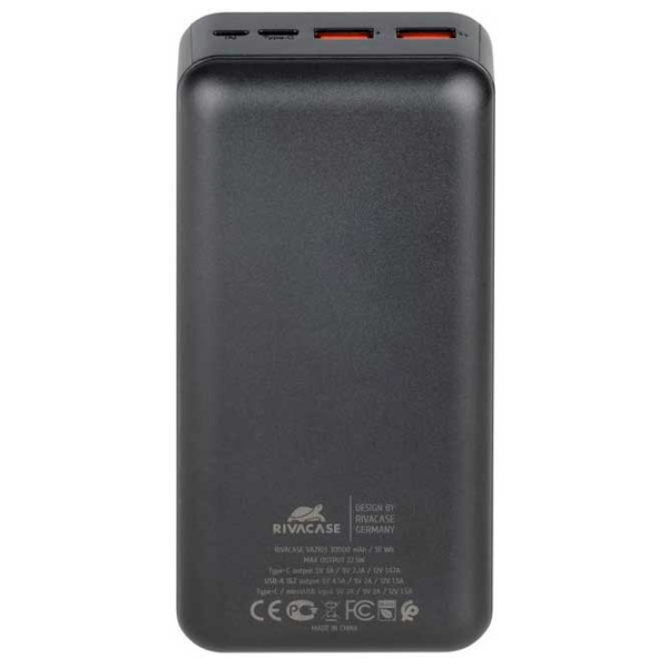 Power Bank RivaCase VA2103 30000 mAh / 22.5 W / Black photo 3