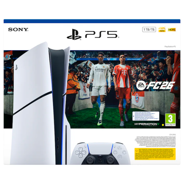 Consolă pentru jocuri Sony PlayStation 5 Slim Disc FC26 Bundle 1 TB / White photo 3