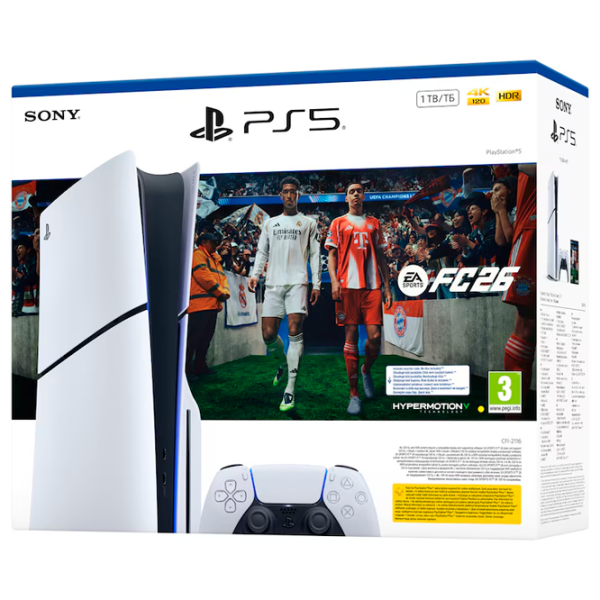 Consolă pentru jocuri Sony PlayStation 5 Slim Disc FC26 Bundle 1 TB / White photo 4