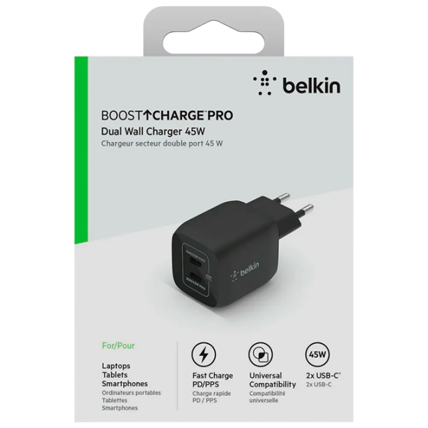 Încărcător de rețea Belkin WCH011VFBK 45 W / Black photo 1