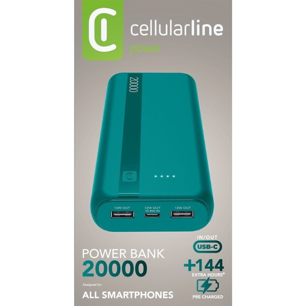 Power Bank Cellularline Essential 20000 mAh / 12 W / Blue photo 6