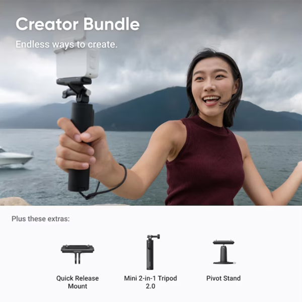 Cameră action Insta360 GO Ultra Creator Bundle 50 MP Arctic White photo 4