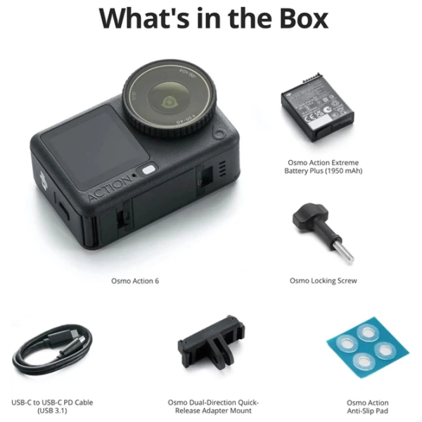 Cameră action DJI Osmo Action 6 Essential Combo 38 MP Black photo 2