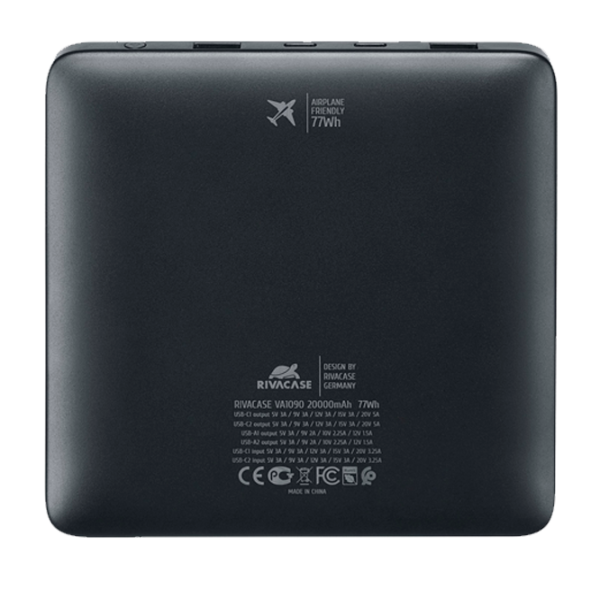 Power Bank RivaCase VA1090 20000 mAh / 100 W / Black photo 7