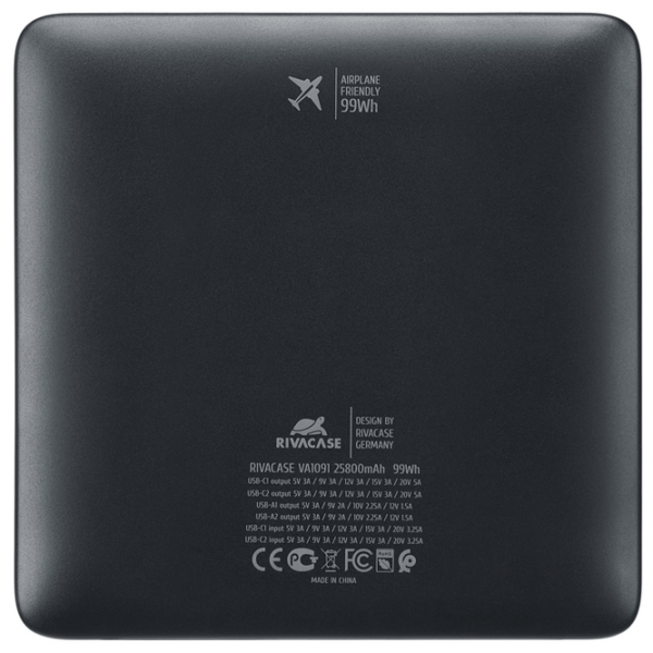 Power Bank RivaCase VA1091 25800 mAh / 100 W / Black photo 4