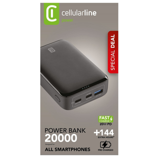 Power Bank Cellularline Essence Promo 20000 mAh / 20 W / Black photo 3