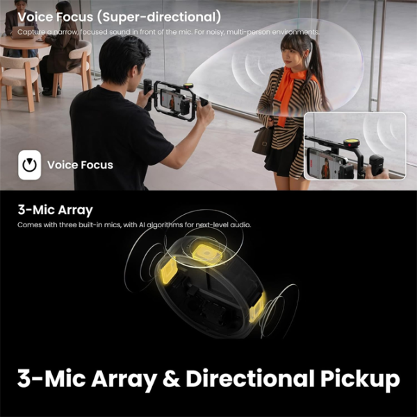 Microfon Insta360 Mic Pro (1 TX + 1 RX) Black photo 3