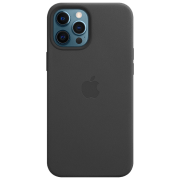 photo Husă pentru smartphone iPhone 12 Pro Max MagSafe Back/ Piele/ Black
