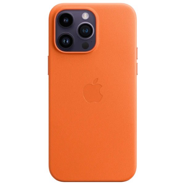 Husă pentru smartphone iPhone 14 Pro Max MagSafe Back/ Piele/ Orange photo 1