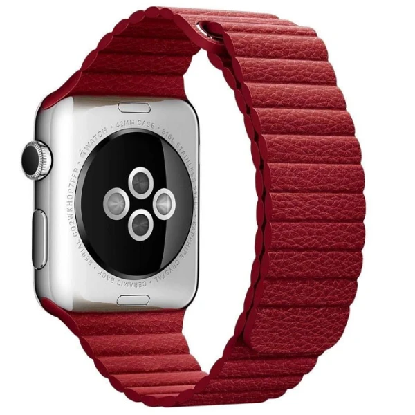 Curelușă Apple Watch Loop Leather/ 42/ 44 mm/ Red Forest photo 3