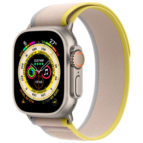 Curelușă Apple Watch Trail Loop Nailon/ 49 mm/ Beige Yellow/ Gray photo 2