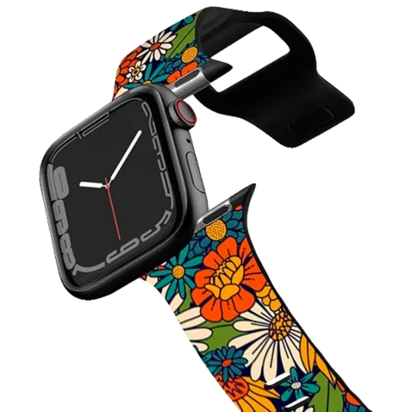 Curelușă Apple Watch Ultra 2 Impact Band 70s Retro Floral 38, 40, 41 mm/ Black Multicolor photo 1