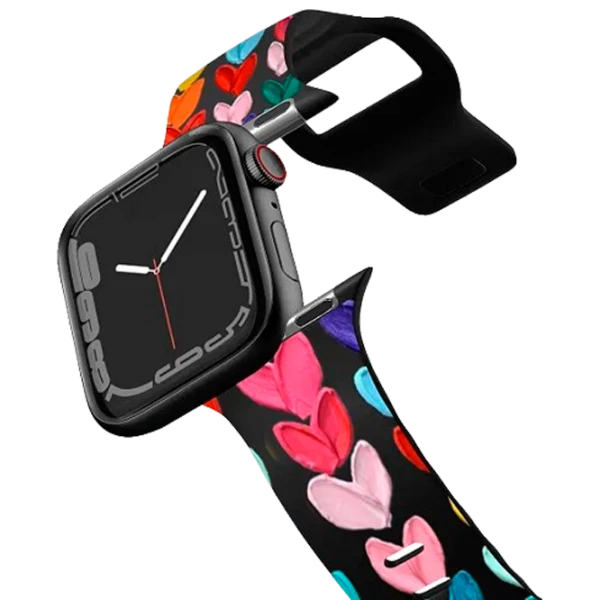 Curelușă Apple Watch Ultra 2 Impact Band Clear Polka Daub Hearts 38, 40, 41 mm/ Black Multicolor photo 1