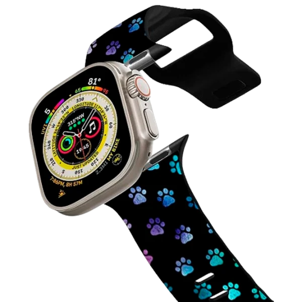 Curelușă Apple Watch Ultra 2 Impact Band Ombre Paw Prints 38, 40, 41 mm/ Black Multicolor photo 1