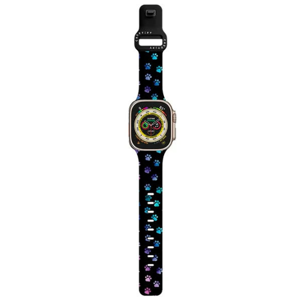 Curelușă Apple Watch Ultra 2 Impact Band Ombre Paw Prints 38, 40, 41 mm/ Black Multicolor photo 2