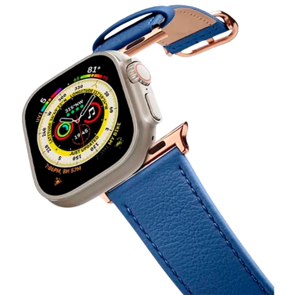Ремень Apple Watch Genuine Leather Band Кожа/ 42, 44, 45, 49 мм/ Синий Коричневый photo 1