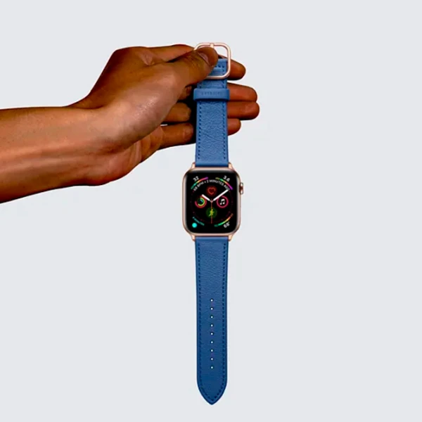 Curelușă Apple Watch Genuine Leather Band Piele/ 42, 44, 45, 49 mm/ Blue Brown photo 3