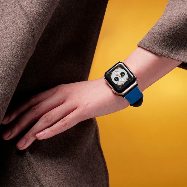 Ремень Apple Watch Genuine Leather Band Кожа/ 42, 44, 45, 49 мм/ Синий Коричневый photo 4
