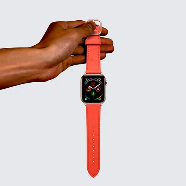 Curelușă Apple Watch Genuine Leather Band Piele/ 42, 44, 45, 49 mm/ Orange photo 2